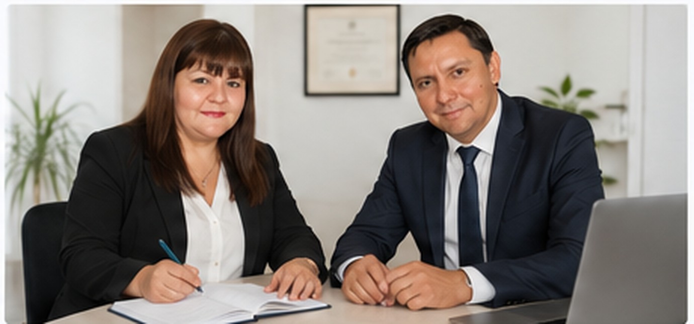 Andrea Muñoz y Alejandro Vera en reunión de trabajo